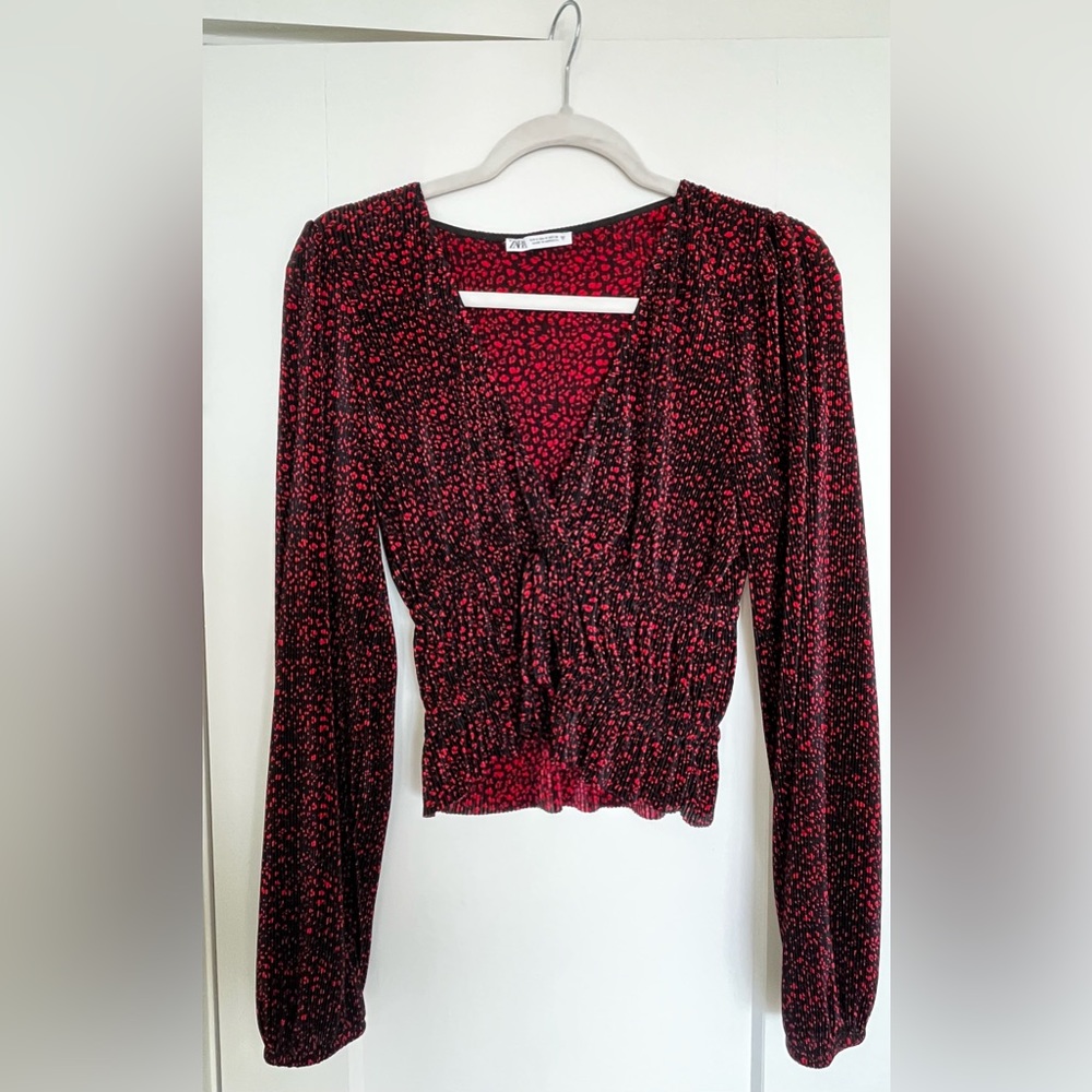 ZARA red cheetah top
